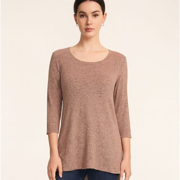 Slinky Brand Ladies Rose Gold Metallic Knit Tunic Size XS - Picture 1 of 14